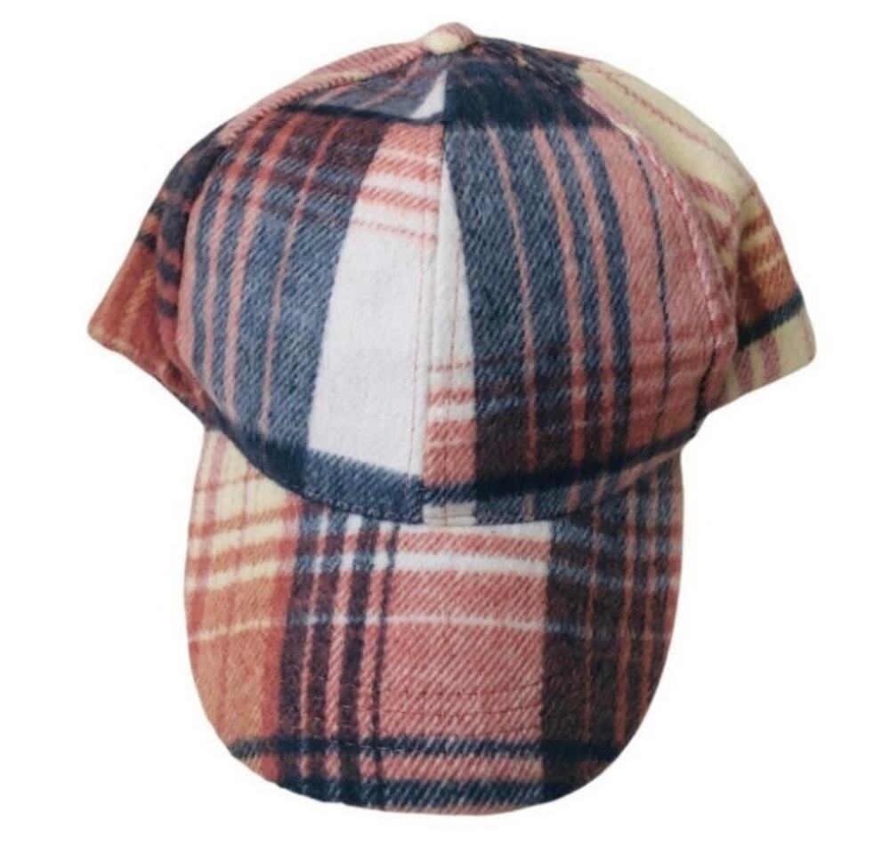 New Pink Rose Blue White Plaid Baseball Hat